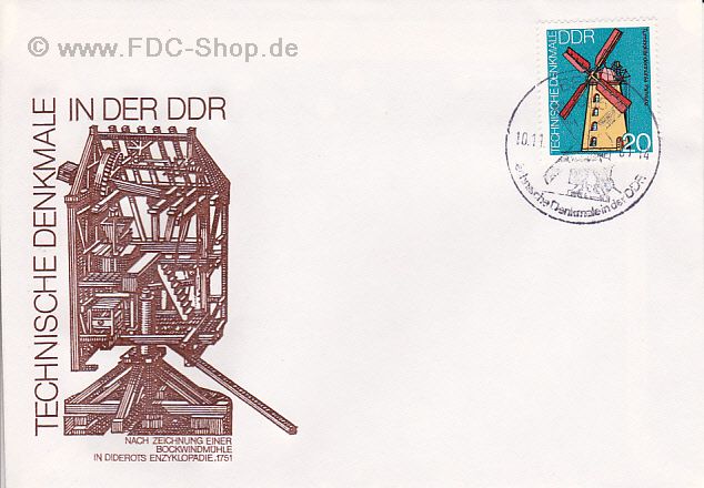 Ersttagsbrief DDR Mi-Nr: 2658, Technische Denkmale: Windmühlen