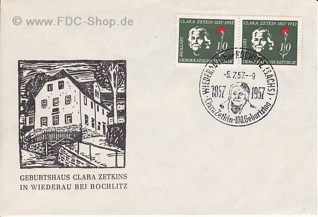 Ersttagsbrief DDR Mi-Nr: 592 100. Geburtstag von Clara Zetkin