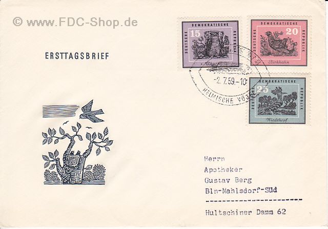 Ersttagsbrief DDR Mi-Nr: 700-702, Heimische Vögel