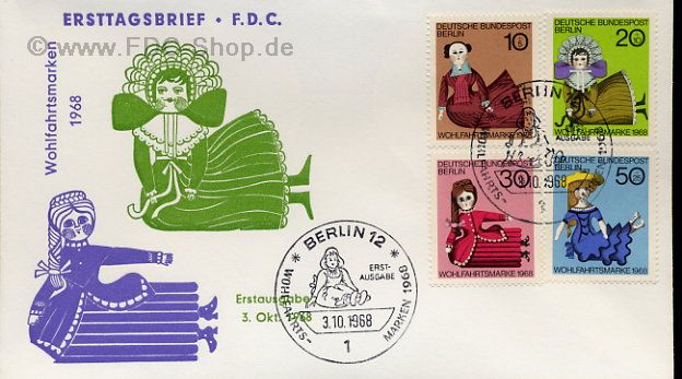Ersttagsbrief BERLIN Mi-Nr: 322-325, Puppen