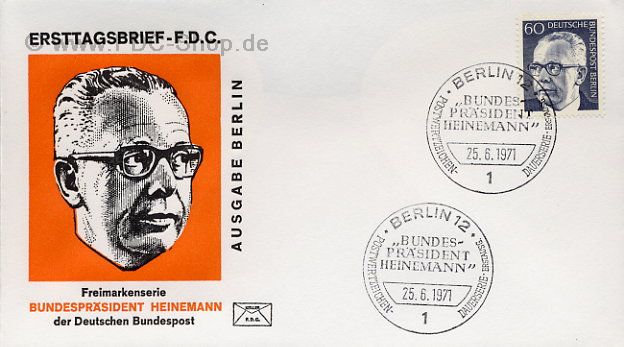 Ersttagsbrief BERLIN Mi-Nr: 394, Gustav Heinemann