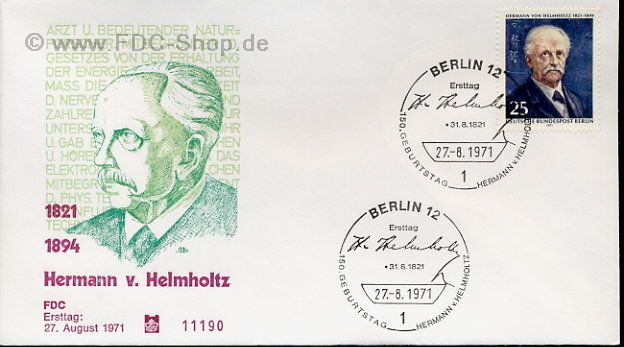 Ersttagsbrief BERLIN Mi-Nr: 401, Hermann von Helmholtz