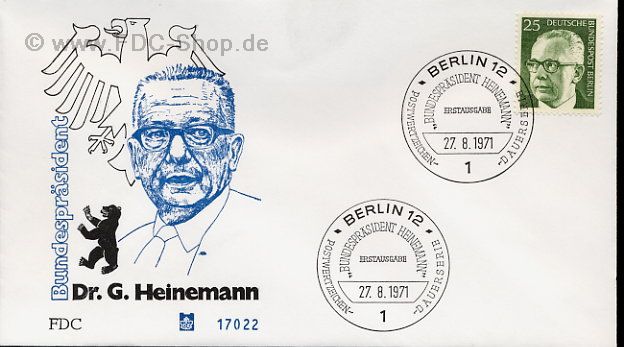 Ersttagsbrief BERLIN Mi-Nr: 393, Gustav Heinemann