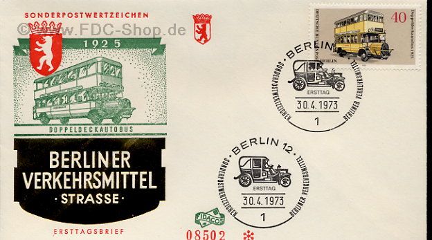 Ersttagsbrief BERLIN Mi-Nr: 450, Berliner Verkehrsmittel