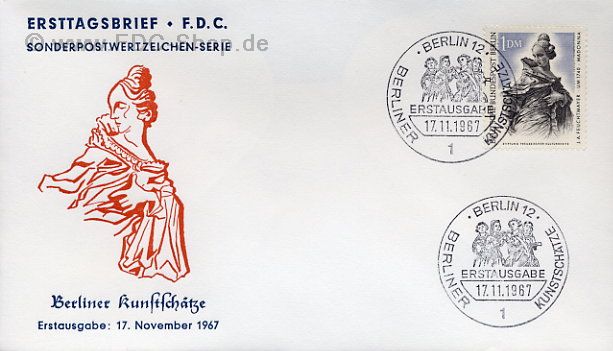 Ersttagsbrief BERLIN Mi-Nr: 307, Berliner Kunstschätze
