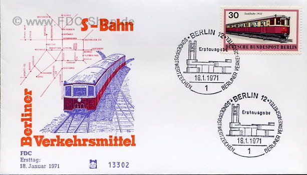 Ersttagsbrief BERLIN Mi-Nr: 382, Berliner Verkehrsmittel