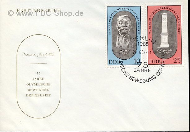 Ersttagsbrief DDR Mi-Nr: 1489-1490, 75 Jahre Olympische Bewegung der Neuzeit