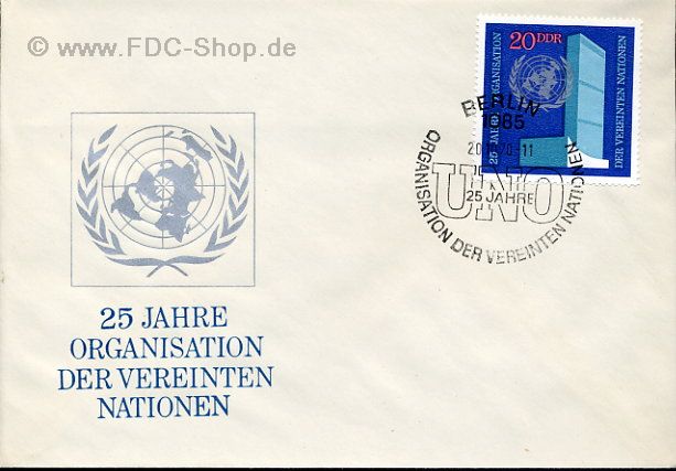 Ersttagsbrief DDR Mi-Nr: 1621, 25 Jahre Vereinte Nationen (UNO)