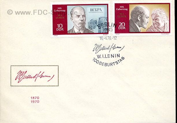 Ersttagsbrief DDR Mi-Nr: 1557-1558, 100. Geburtstag von Wladimir Iljitsch Lenin