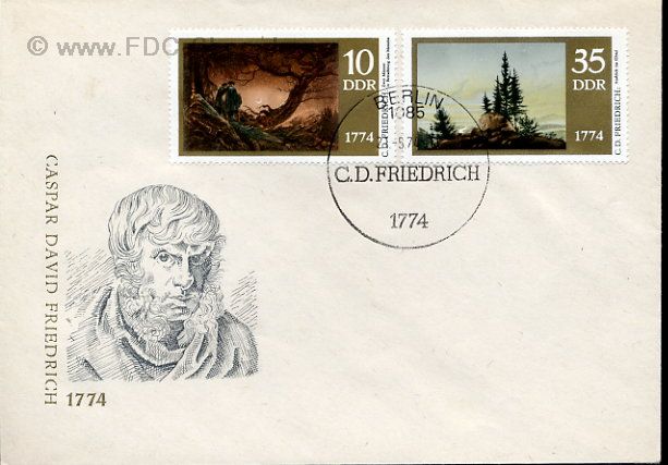 Ersttagsbrief DDR Mi-Nr: 1958+1961, 200. Geburtstag von Caspar David Friedrich