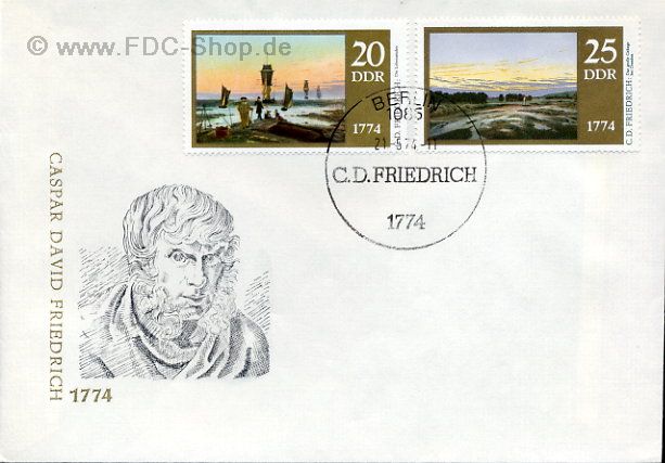 Ersttagsbrief DDR Mi-Nr: 1959+1960, 200. Geburtstag von Caspar David Friedrich