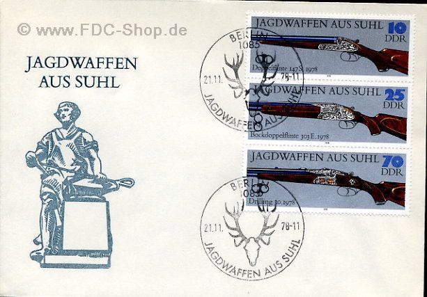 Ersttagsbrief DDR Mi-Nr: 2377+2379+2381, Jagdwaffen aus Suhl
