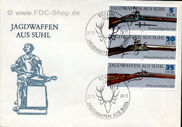 Ersttagsbrief DDR Mi-Nr: 2376+2378+2380, Jagdwaffen aus Suhl