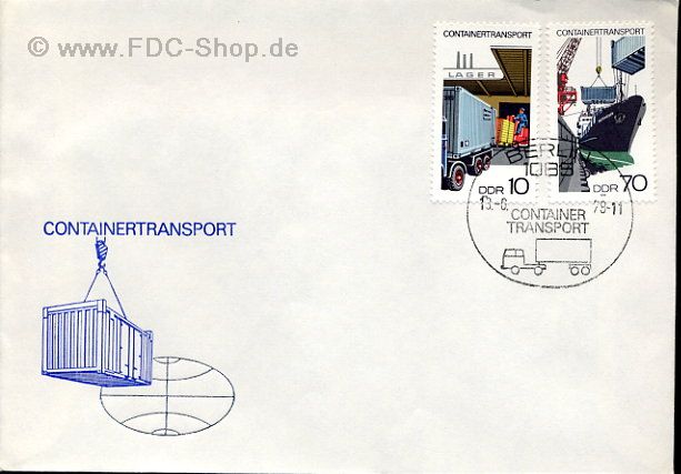 Ersttagsbrief DDR Mi-Nr: 2326+2329, Containertransport