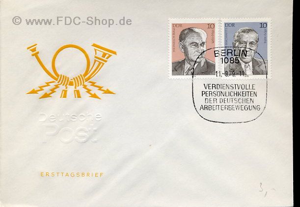 Ersttagsbrief DDR Mi-Nr: 2455+2457, Persönlichkeiten der deutschen Arbeiterbewegung