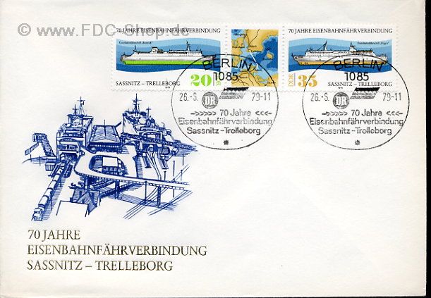 Ersttagsbrief DDR Mi-Nr: 2429-2430, 70 Jahre Eisenbahnfährverbindung Saßnitz-Trelleborg