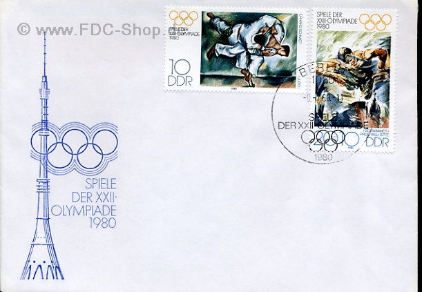 Ersttagsbrief DDR Mi-Nr: 2528+2529, Olympische Sommerspiele, Moskau