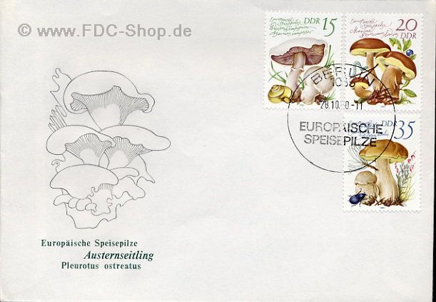 Ersttagsbrief DDR Mi-Nr: 2553-2555, Europäische Speisepilze