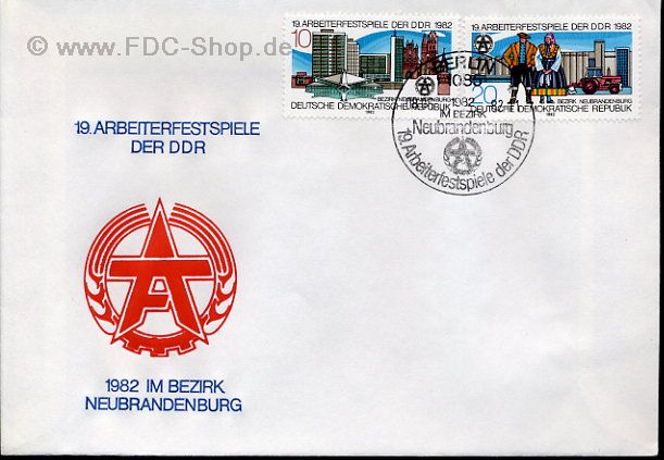 Ersttagsbrief DDR Mi-Nr: 2706-2707, Arbeiterfestspiele der DDR, Bezirk Neubrandenburg