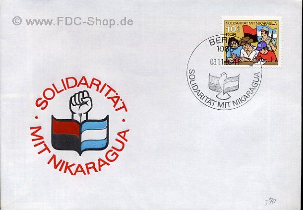 Ersttagsbrief DDR Mi-Nr: 2834, Solidarität  mit Nicaragua