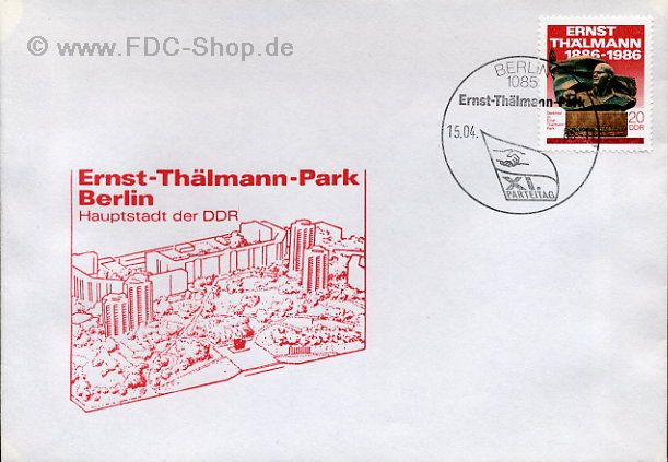 Ersttagsbrief DDR Mi-Nr: 3014, Übergabe des Ernst-Thälmann-Parks, Berlin