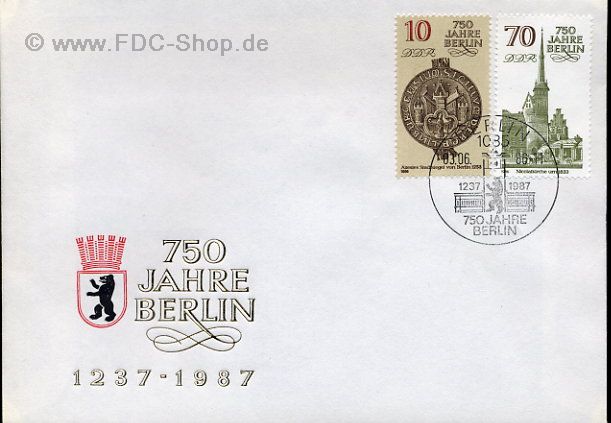 Ersttagsbrief DDR Mi-Nr: 3023+3026, 750 Jahre Berlin
