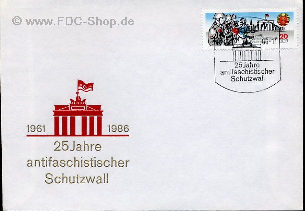 Ersttagsbrief DDR Mi-Nr: 3037, 25 Jahre Berliner Mauer