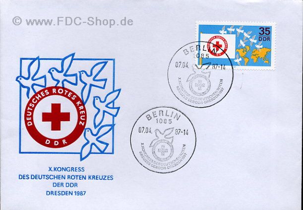 Ersttagsbrief DDR Mi-Nr: 3088, Kongreß des Deutschen Roten Kreuzes der DDR, Dresden