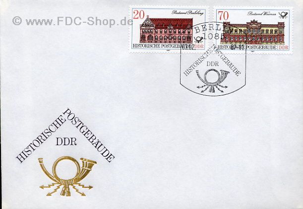 Ersttagsbrief DDR Mi-Nr: 3068+3069, Historische Postgebäude