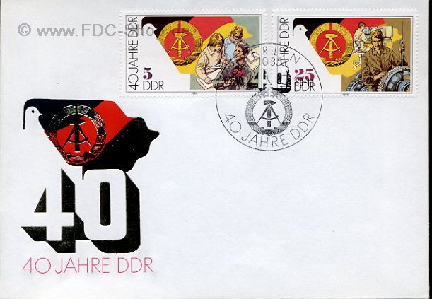 Ersttagsbrief DDR Mi-Nr: 3279+3282, 40 Jahre Deutsche Demokratische Republik