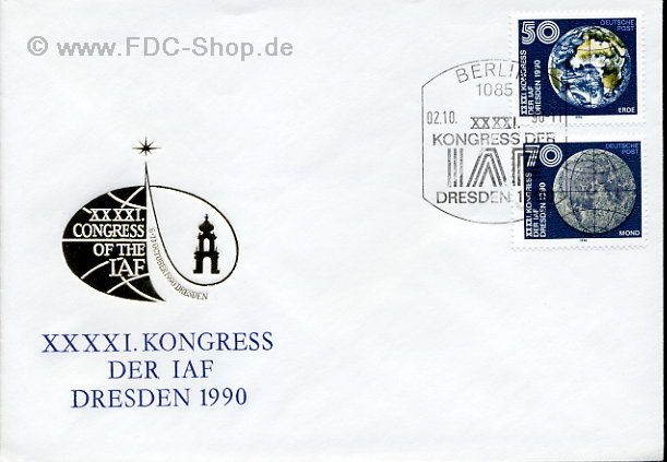 Ersttagsbrief DDR Mi-Nr: 3361-3362, Kongreß der Internationalen Astronautischen Föderation (IAF), Dresden