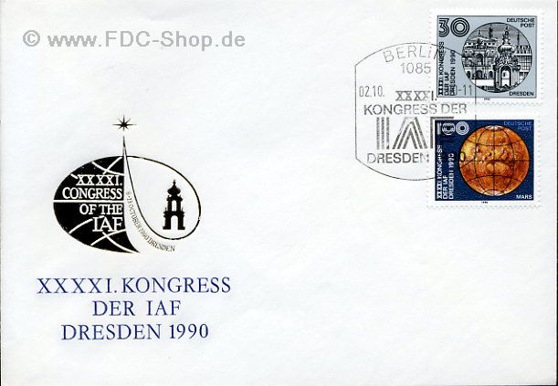 Ersttagsbrief DDR Mi-Nr: 3360+3363, Kongreß der Internationalen Astronautischen Föderation (IAF), Dresden
