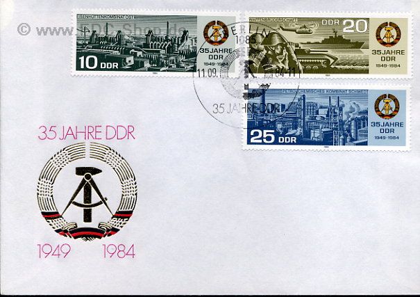 Ersttagsbrief DDR Mi-Nr: 2893-2895, 35 Jahre Deutsche Demokratische Republik