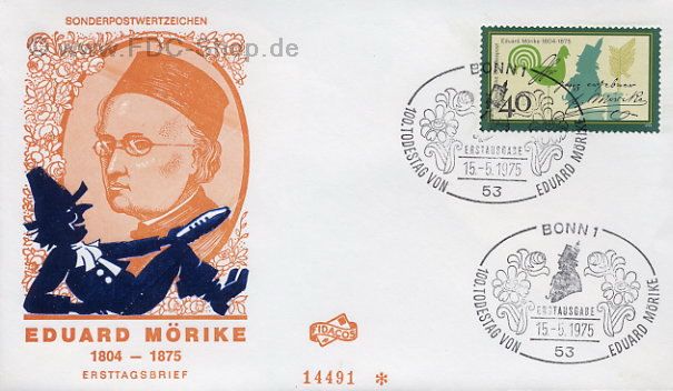 Ersttagsbrief BUND Mi-Nr: 842, 100. Todestag von Eduard Mörike