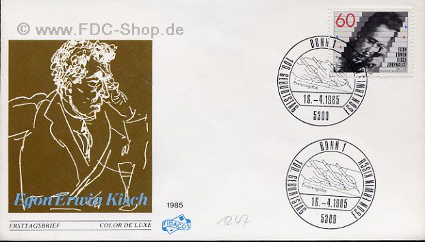 Ersttagsbrief BUND Mi-Nr: 1247, 100. Geburtstag von Egon Erwin Kisch