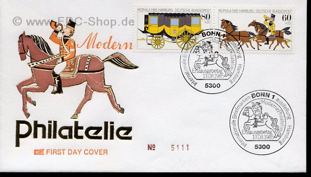 Ersttagsbrief BUND Mi-Nr: 1255-1256, Internationale Briefmarkenausstellung (MOPHILA'85, Hamburg
