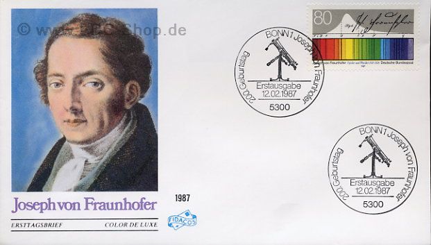 Ersttagsbrief BUND Mi-Nr: 1313, 200. Geburtstag von Joseph von Fraunhofer (1787-1826)