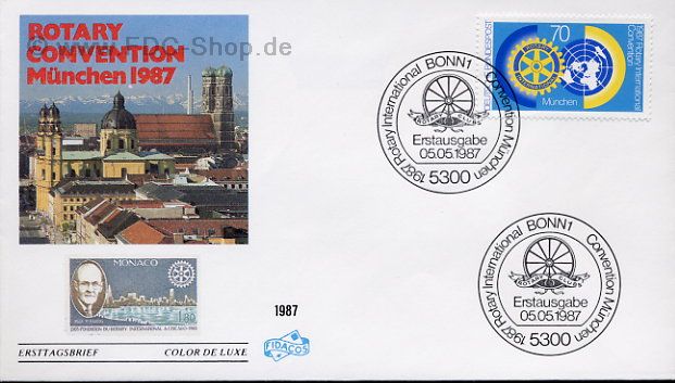 Ersttagsbrief BUND Mi-Nr: 1327, Weltkongreß des Internationalen Rotary-Clubs, München
