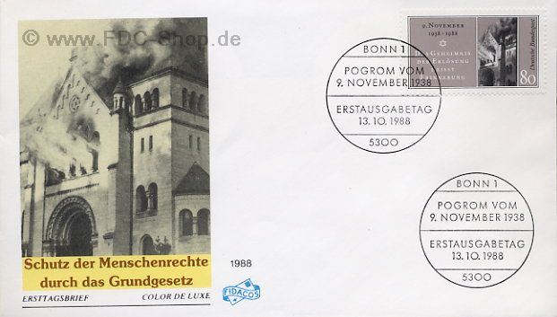 Ersttagsbrief BUND Mi-Nr: 1389, 50. Jahrestag der "Reichskristallnacht"