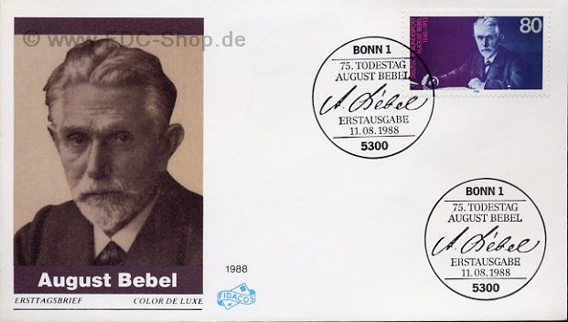 Ersttagsbrief BUND Mi-Nr: 1382, 75. Todestag von August Bebel