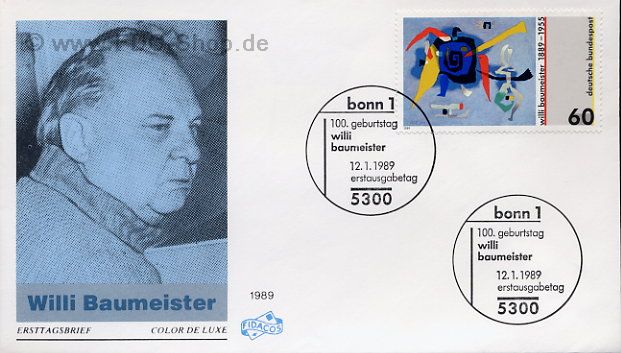Ersttagsbrief BUND Mi-Nr: 1403, 100. Geburtstag von Willi Baumeister
