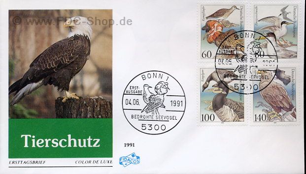 Ersttagsbrief BUND Mi-Nr: 1539-1542, Tierschutz: Bedrohte Seevögel