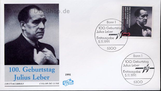 Ersttagsbrief BUND Mi-Nr: 1574, 100. Geburtstag von Julius Leber