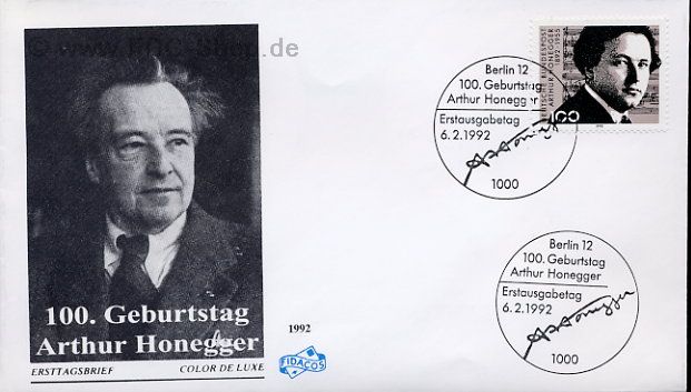 Ersttagsbrief BUND Mi-Nr: 1596, 100. Geburtstag von Arthur Honegger (Stempel Berlin)