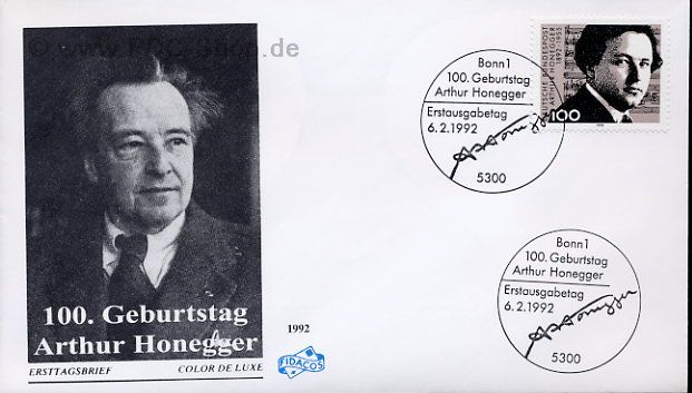 Ersttagsbrief BUND Mi-Nr: 1596, 100. Geburtstag von Arthur Honegger