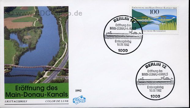 Ersttagsbrief BUND Mi-Nr: 1630, Eröffnung des Main-Donau-Kanals