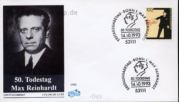 Ersttagsbrief BUND Mi-Nr: 1703, 50. Todestag von Max Reinhardt