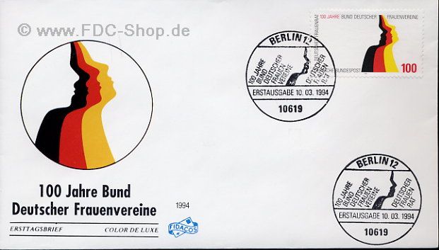 Ersttagsbrief BUND Mi-Nr: 1723, 100 Jahre Bund Deutscher Frauenvereine/Deutscher Frauenrat (Stempel Berlin)