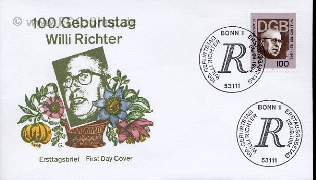 Ersttagsbrief BUND Mi-Nr: 1753, 100. Geburtstag von Willi Richter
