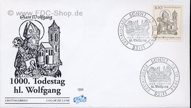 Ersttagsbrief BUND Mi-Nr: 1762, 1000. Todestag des hl. Wolfgang (um 924-994)